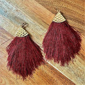 3/$28 Red fringe feather dangle earrings